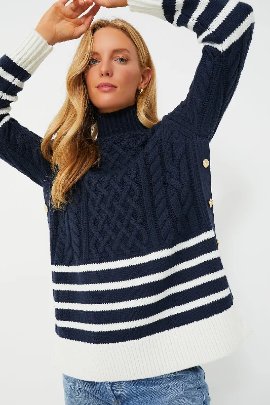 Relaxed Clothing Navy Striped Sankaty Turtleneck