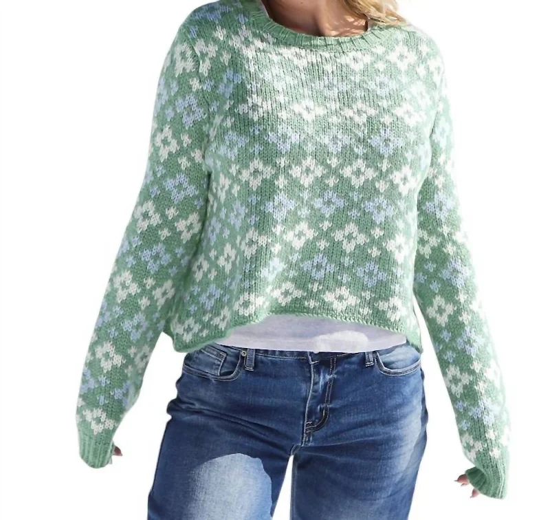 Casual Fit Wear Fair Isle Crew Sweater In Irish Green