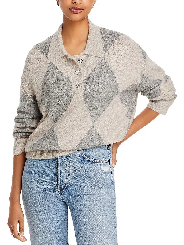 Beautiful Romance Skye Womens Button Front Collar Pullover Sweater