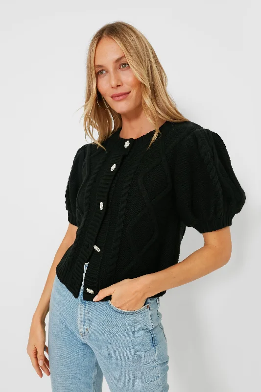 Soft Trends Crystal Button Victoria Short Sleeve Cardigan