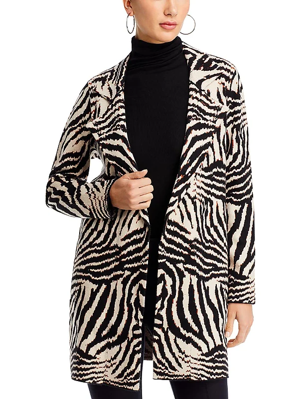 Ultra-lightweight Womens Open Front Animal Print Cardigan Sweater