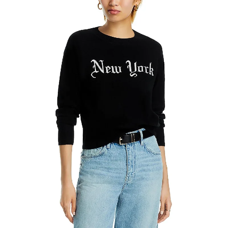 Slim Fit Aqua Cashmere Womens Cashmere Printed Crewneck Sweater