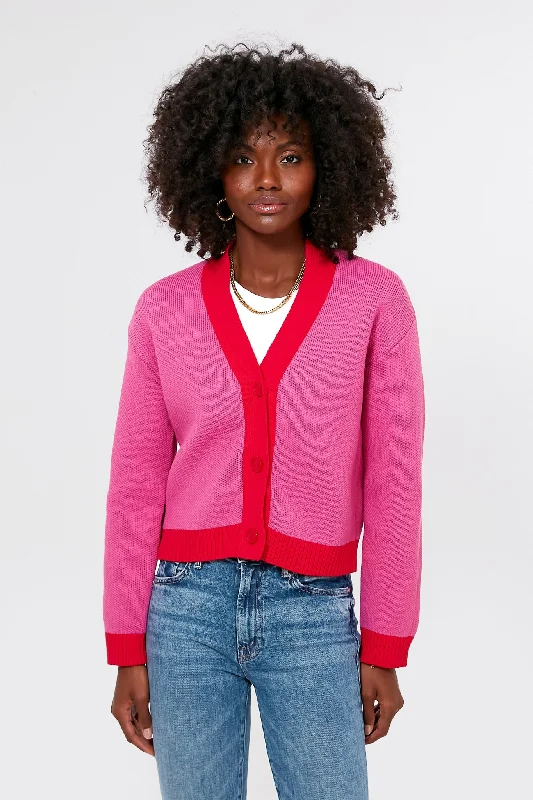 Cozy Essentials Wear Pink and Red Emily Cardigan