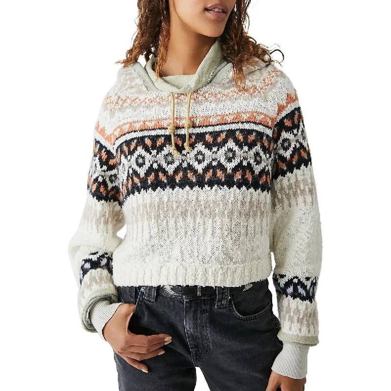 Wandering freely Free People Womens Wool Blend Cozy Hooded Sweater