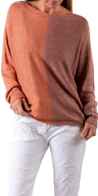 Cozy Lifestyle Argento Dual Toned Sweater In Rust/brown