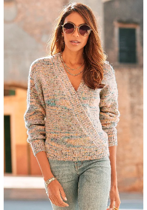 Moisture wicking LASCANA Women's V-Neck Surplice Sweater