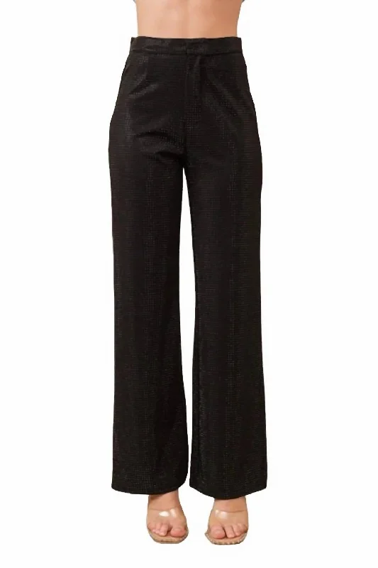 Design Must-have Stone Embellishments Long Pants In Black