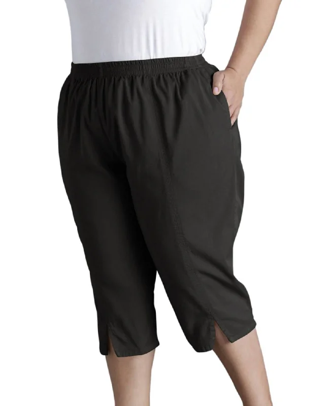 British Style Cotton Stretch Twill Crop Pants - Plus In Black