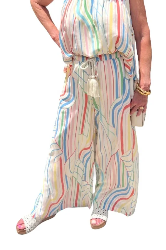 Cozy Fit Wide Leg Flowy Pants In Multi Santa Barbara Print