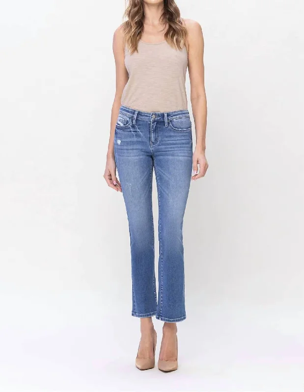 Exclusive Customization Slim Ankle Bootcut Jeans In Blue
