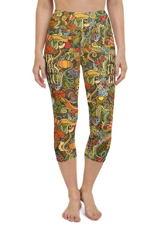 Effortless Style Happy Thanksgiving Yoga Capris