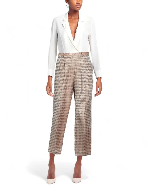 Exquisite Tailoring Jacquard High Waist Pants In Pink Multi
