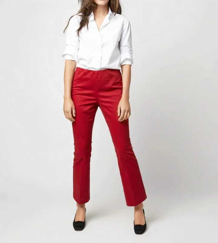 Casual Chic Faye Flare Cropped Pants In Red Stretch Sateen
