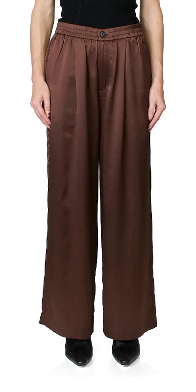 Stylish Comfort Silk Pull On Pants In Mahogany