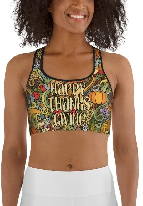 Daily Comfort Happy Thanksgiving Sports Bra