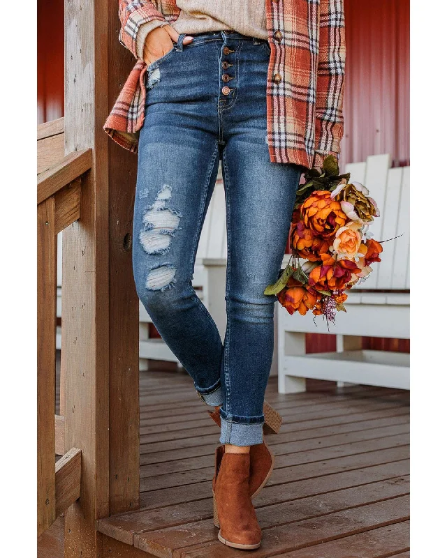 Elegant Casuals Azura Exchange Button Fly High Waist Skinny Jeans - 12 US