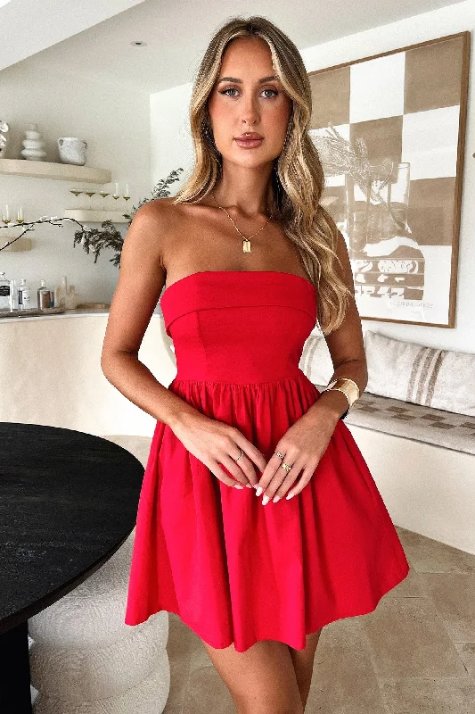 Minimal Style Cornell Mini Dress - Red