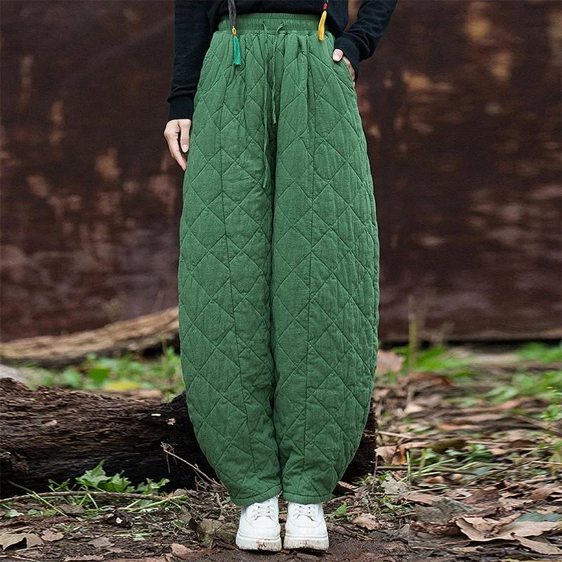 Classic Retro Babakud Women Winter Quilted Thickened Warm Cotton-Padded Lantern Pants