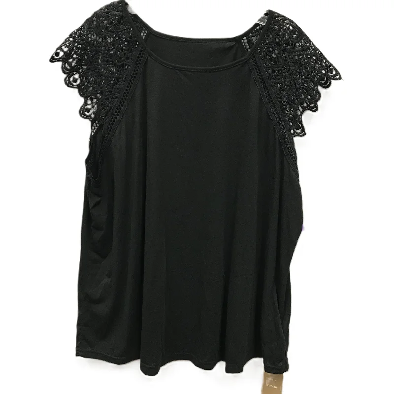 Personal Charm Black Top Short Sleeve By Shein, Size: 4x