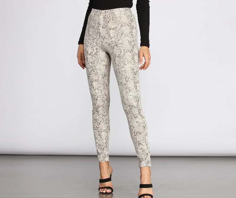 Beautiful Romance Faux Suede Snake Print Pants