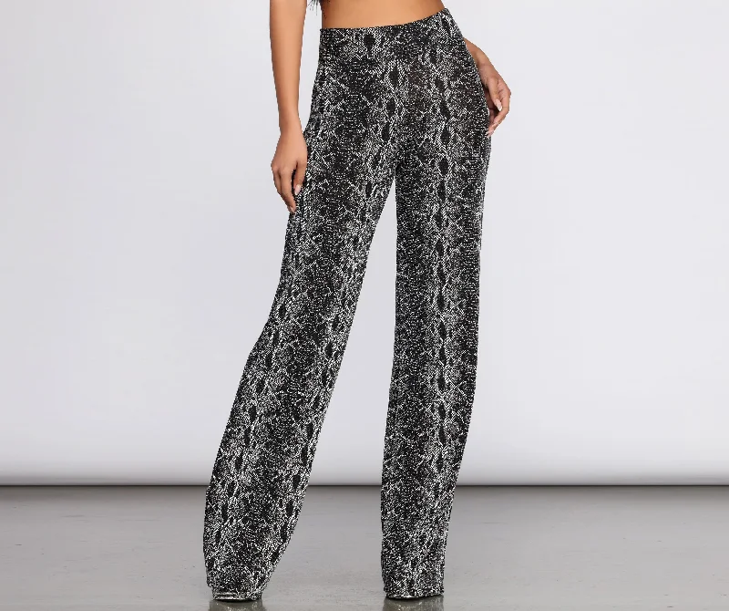 Comfortable Tops Glitter Snake Print Pants