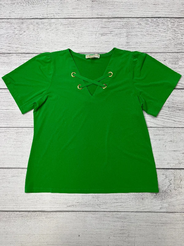 Exquisite Tailoring Green Top Short Sleeve Designer Michael Kors, Size L