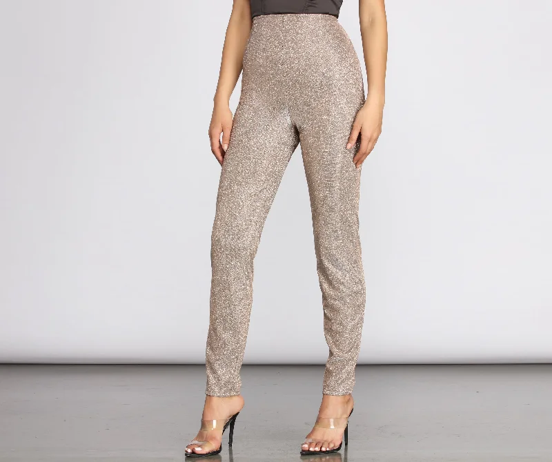 Low-key Luxury High Waist Glitter Skinny Pants