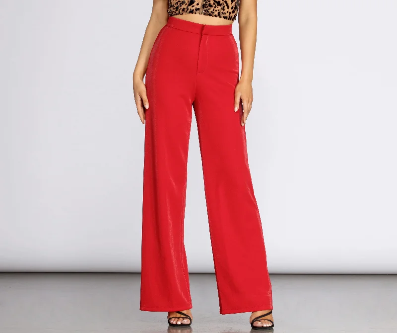 Trendy Traveler High Waist Shimmer Crepe Pants