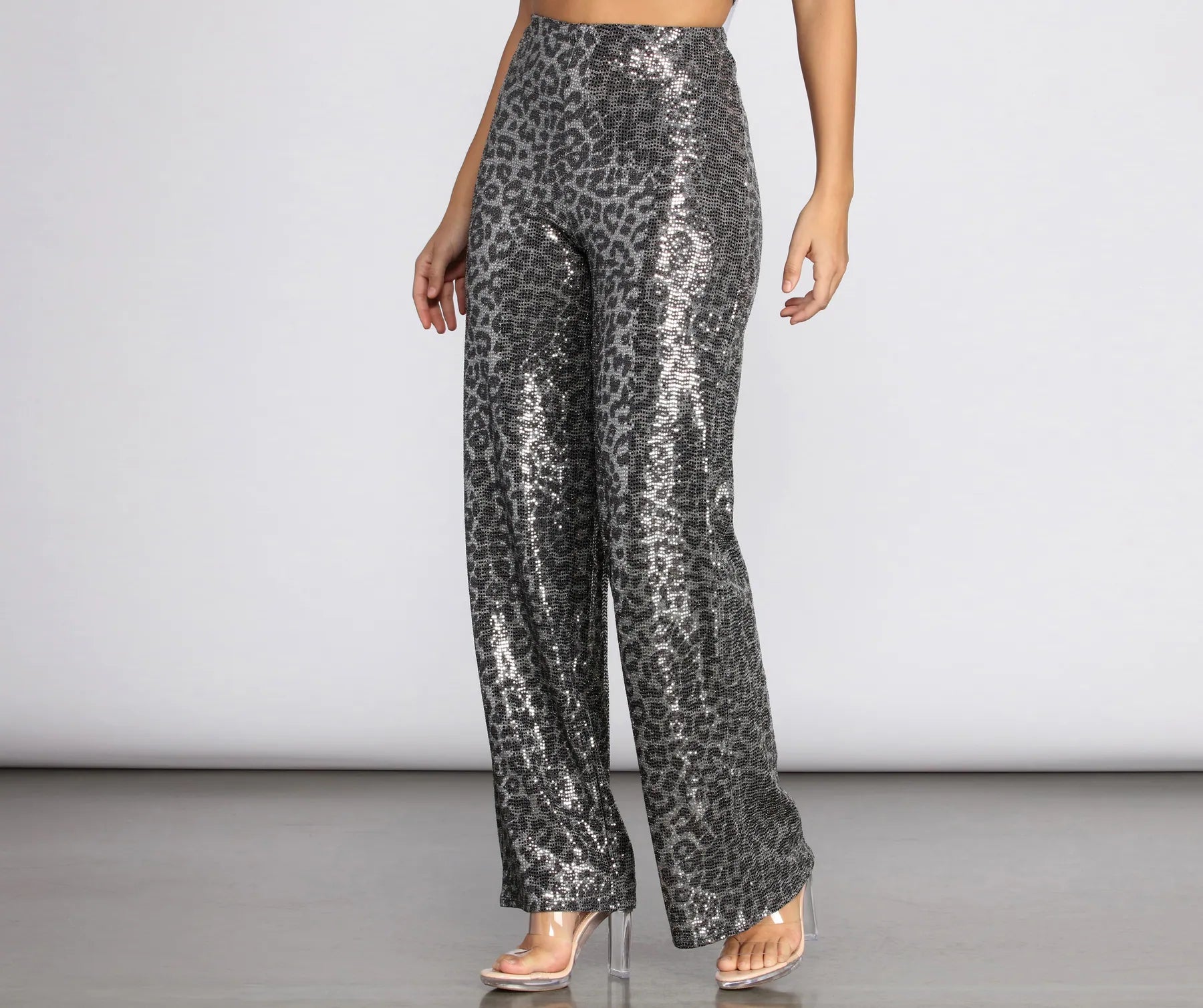 Relaxed Jackets Leopard Sequin Wide Leg Pants