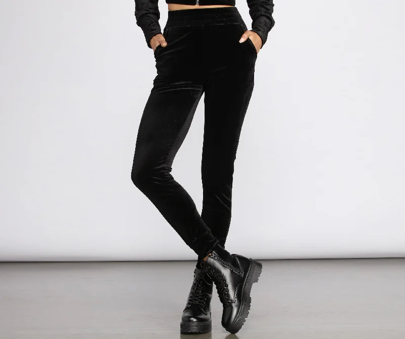 Cozy Lifestyle Lounge Around Velour Pants