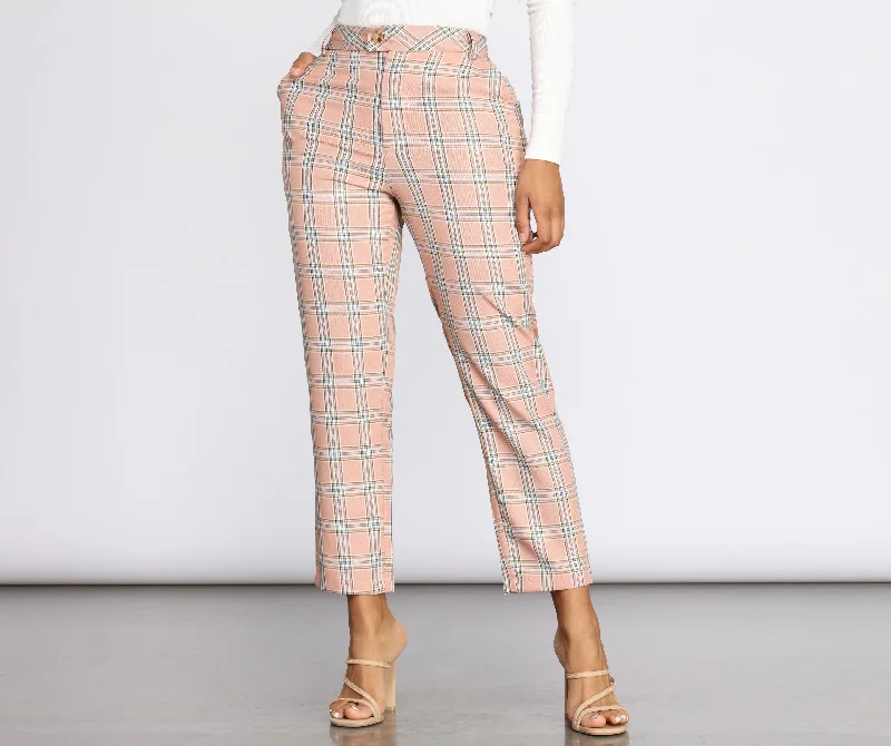 Free And Comfortable Mad For Plaid Cropped Pants