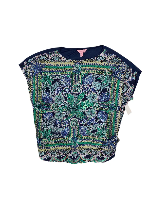 Fashion Must-have Multi-colored Top Short Sleeve Designer Lilly Pulitzer, Size Xs