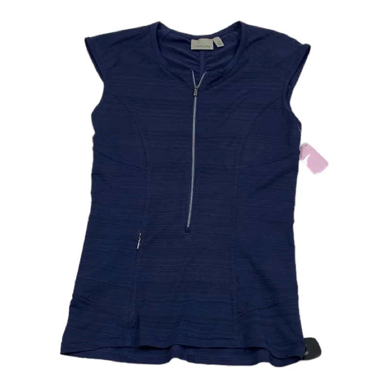 Versatile Itinerary Navy Athletic Top Short Sleeve Athleta, Size Xs