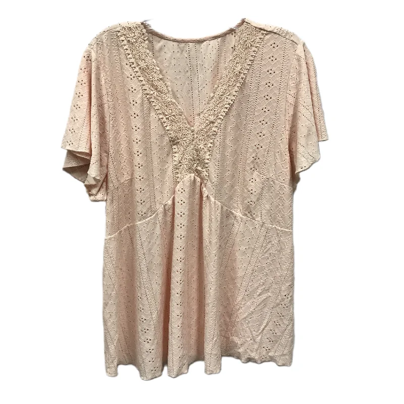 Exclusive Customization Peach Top Short Sleeve By Shein, Size: 4x