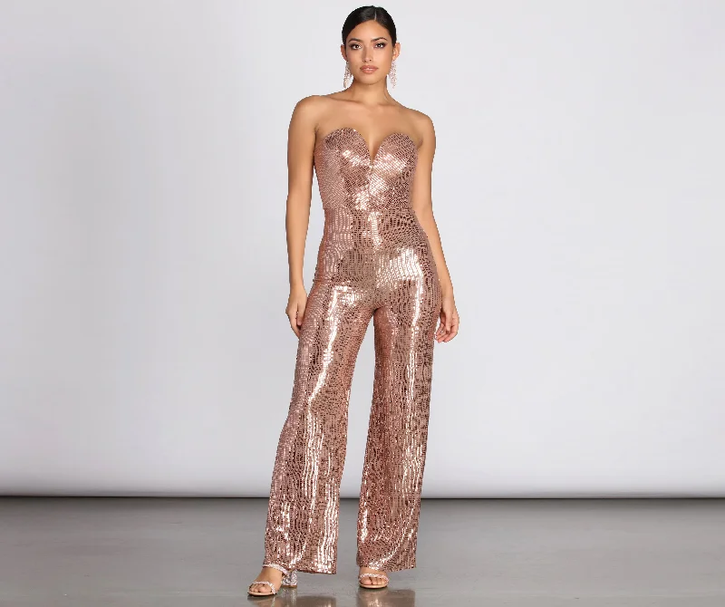 Elegant Dressing Sweetheart In A Sequin Jumpsuit