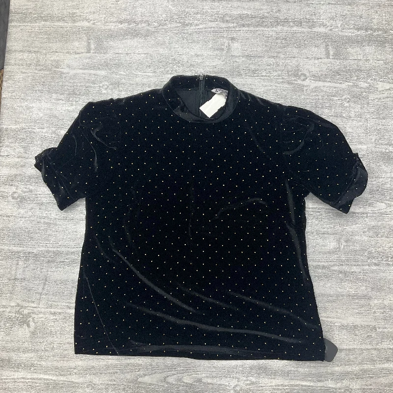 Fashionable In The Times Top Short Sleeve By Nanette By Nanette Lepore In Black & Gold, Size: M