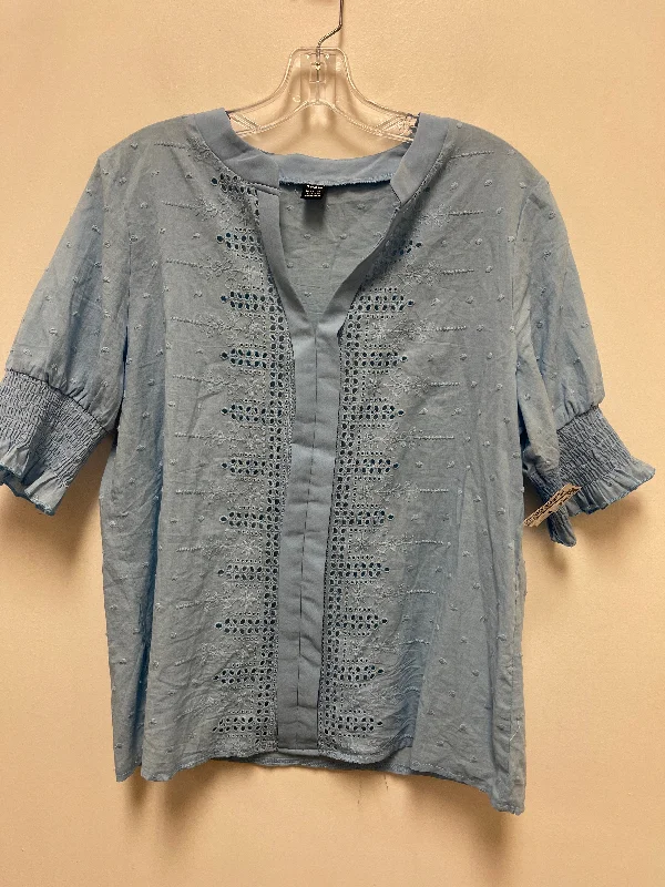Leisure Sports Top Short Sleeve By Shein In Blue, Size: L