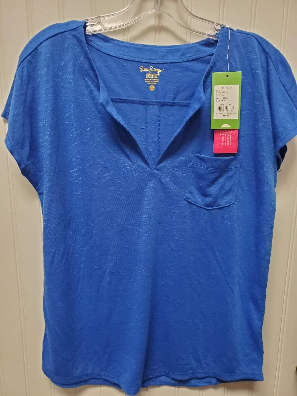 Noble And Elegant Top Short Sleeve Designer By Lilly Pulitzer In Blue, Size: Xs