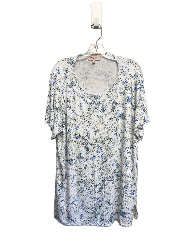 Sports Trend White Top Short Sleeve By Philosophy, Size: 3x