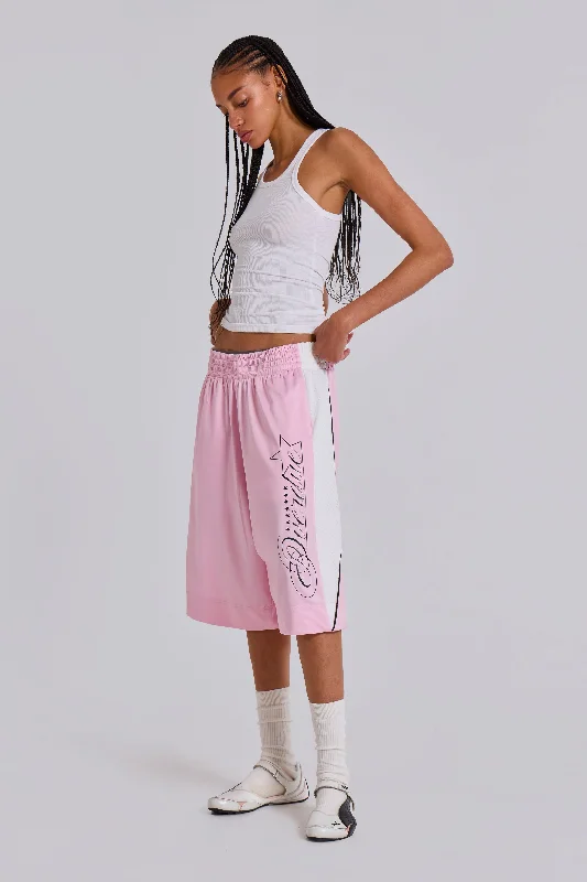 Simple Chic Pink Overdue Basketball Shorts