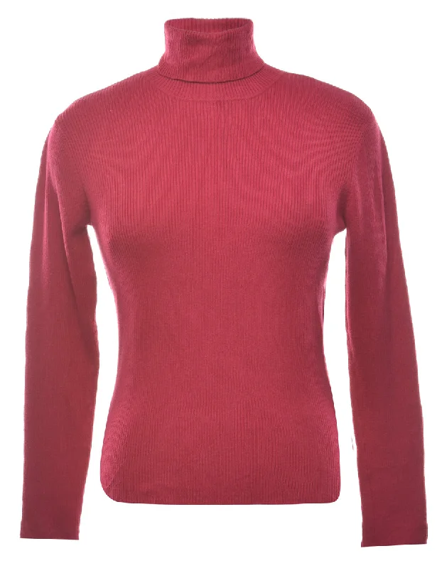 Elegant Fit Pink Turtleneck Jumper - M