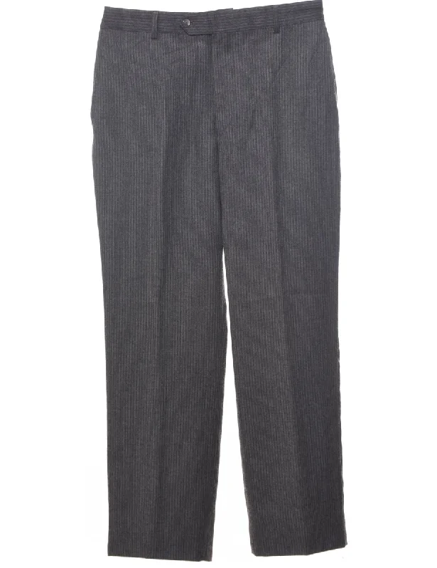 Celebrity Style Pinstriped Tapered Fit Trousers - W33 L29