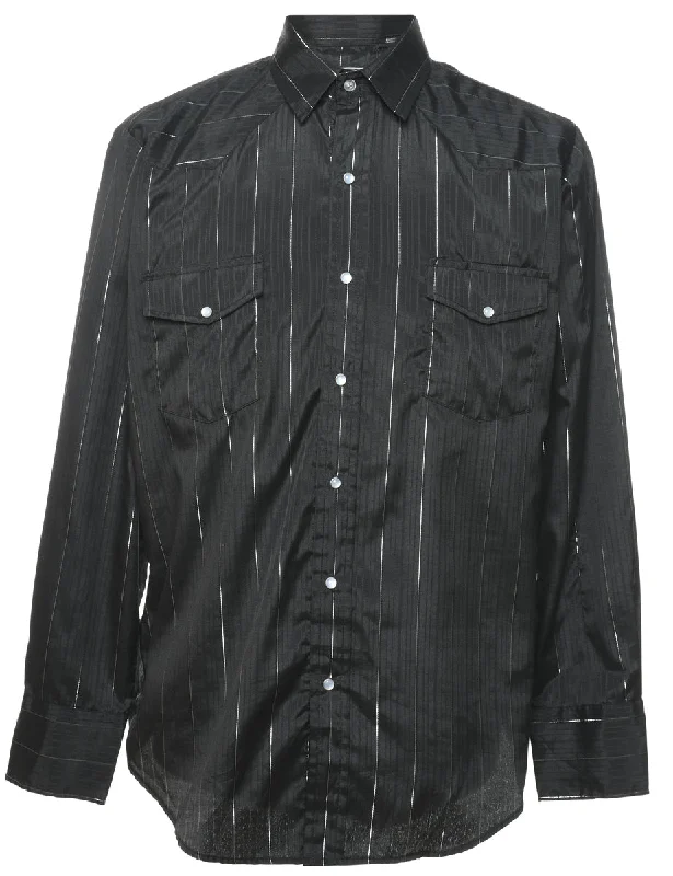 Comfortable And Simple Pinstriped Western Shirt - M