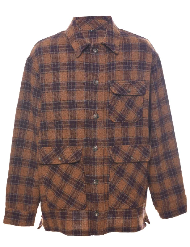 Cool Summer Plaid Brown Jacket - L