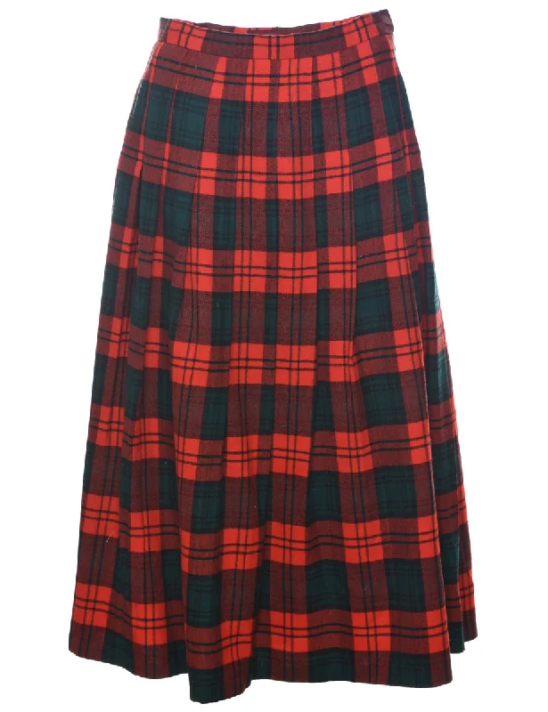 Sports Cool Plaid Midi Skirt - M