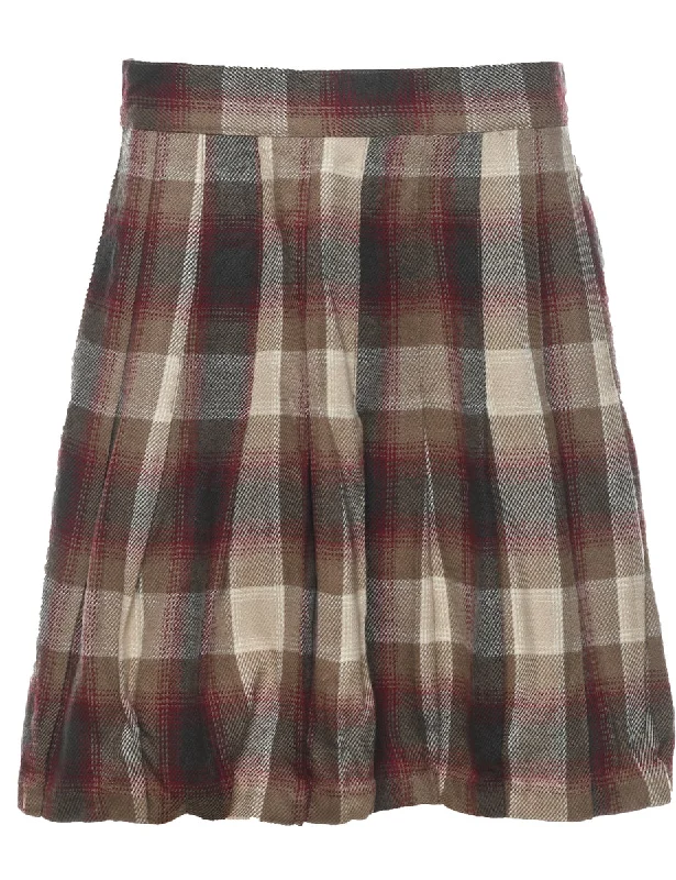New Products Plaid Multi-Colour Pleated Skirt - M