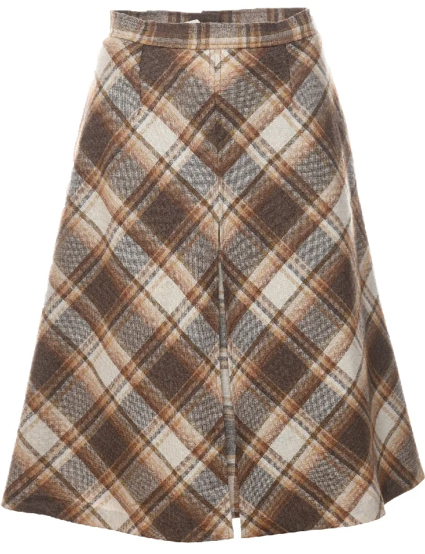 High-end Fabrics Plaid Pattern Flared Skirt - S