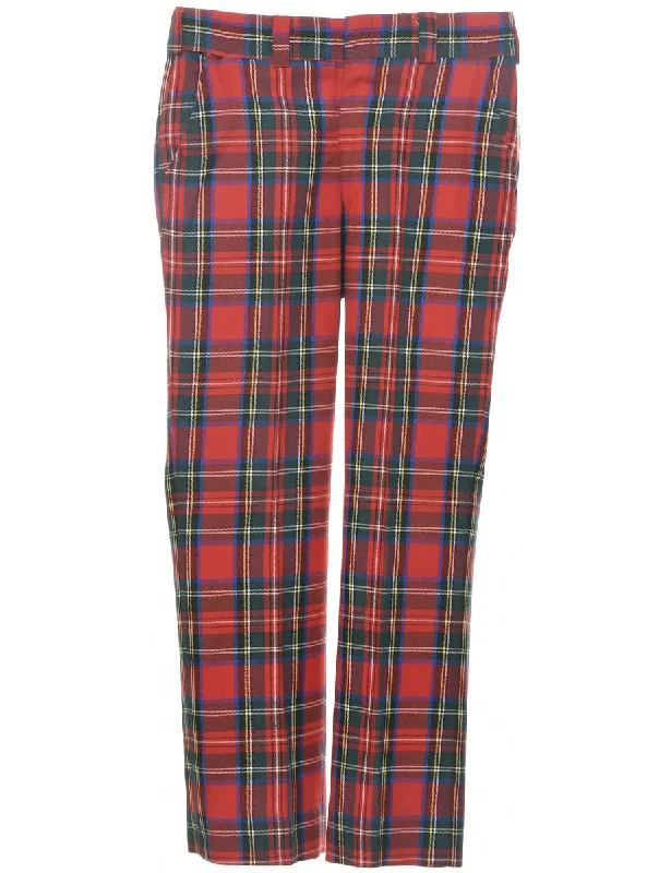Elegant Tailoring Plaid Pattern Trousers - W31 L30