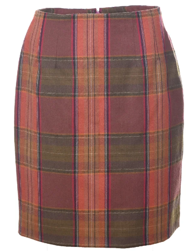 Youthful Plaid Pencil Skirt - S