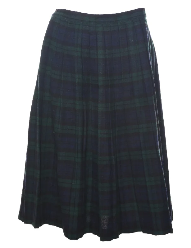 Carefree Style Plaid Pleated Skirt - M